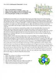 English Worksheet: Give a talk on environment. 