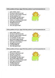 English Worksheet: present simple questions 