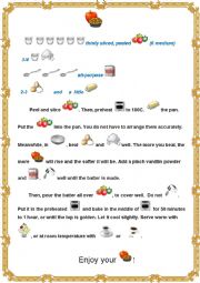 English Worksheet: Apple Pie Recipe