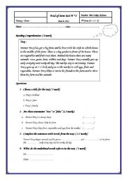 English Worksheet: test 7th form