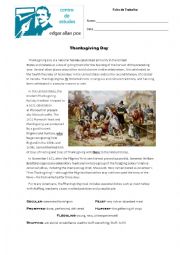 English Worksheet: Thanksgiving