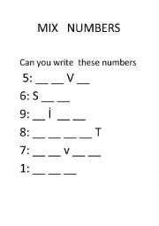 English Worksheet: NUMBERS