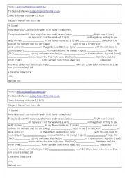 English Worksheet: Email Simple Present - Present Continuous