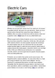 English Worksheet: Electric Cars