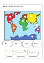 English Worksheet: World Continents
