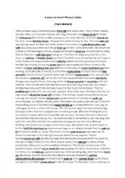 English Worksheet: phrasal verbs story