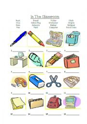 English Worksheet: CLASSROOM OBJECTS