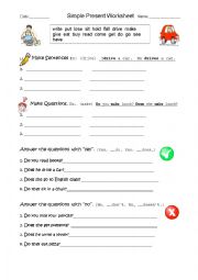 English Worksheet: Simple Present Sentence Making