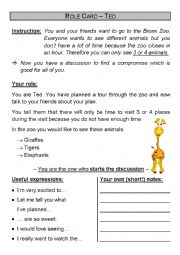 English Worksheet: Role Play Going to the zoo
