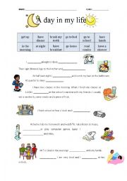 English Worksheet: A day in my life