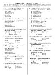 English Worksheet: 12th grade exam