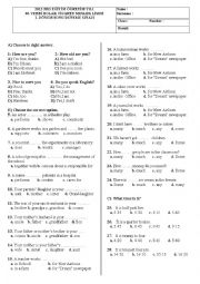 English Worksheet: Placement test for Anatolan High Schools