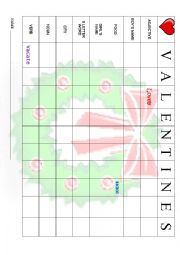 English Worksheet: Valentines Matrix Puzzle