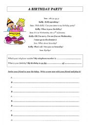 English Worksheet: The birthday party