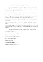 English Worksheet: reading text