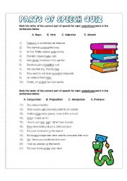 speech quiz parts worksheet