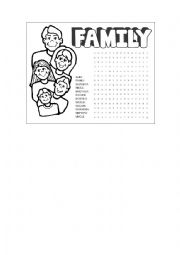 English Worksheet: Family word search