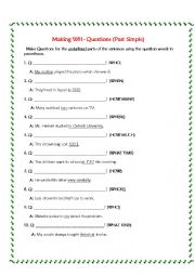 English Worksheet: A Quick Quiz on Wh- Questions in Past Simple Tense