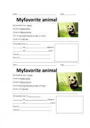 English Worksheet: My Favorite Animal (Can-cant, adjectives, colors)