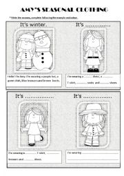 English Worksheet: AMYS SEASONAL CLOTHING