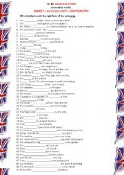 English Worksheet: TO BE: present simple negative form