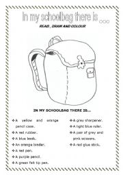 English Worksheet: In my schoolbag there is...