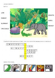 English Worksheet: jungle animals