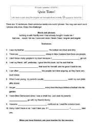 English Worksheet: General quiz 1 - 10 questions - Intermediate level