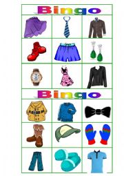 English Worksheet: Bingo clothes 1