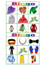 English Worksheet: Bingo clothes 2