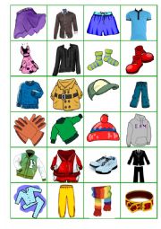 English Worksheet: Bingo clothes 3