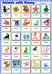 English Worksheet: Animals with Disney 3