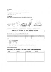 English Worksheet: Written test Food and drink