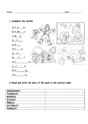 English Worksheet: Months and days