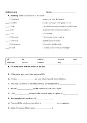 English Worksheet: mid term