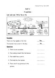 English Worksheet: STARTERS READING