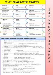 ADJECTIVES: I-P CHARACTER TRAITS