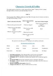 English Worksheet: Whats Eating Gilbert Grape - Character Profiles