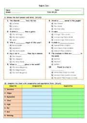 English Worksheet: English test