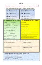 English Worksheet: English test first part