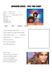 English Worksheet: JLO - Feel the Light 