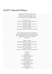 Song Worksheet: Happy by Pharrel Williams