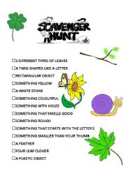 English Worksheet: SCAVENGER HUNT