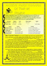 English Worksheet: Passive voice and reading comprehension through the Tour de France