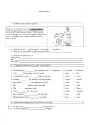 English Worksheet: test an exam