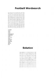 English Worksheet: Football wordsearch