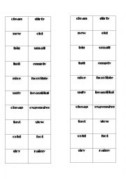 English Worksheet: Adjectives: memory card game