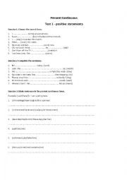 English Worksheet: Present continuous EX 1