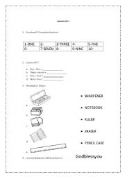 English Worksheet: School objects