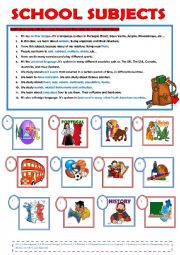 English Worksheet: SCHOOL SUBJECTS